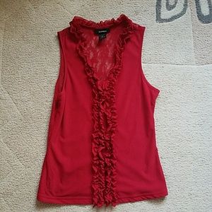 Express ted ruffle front lace back tank